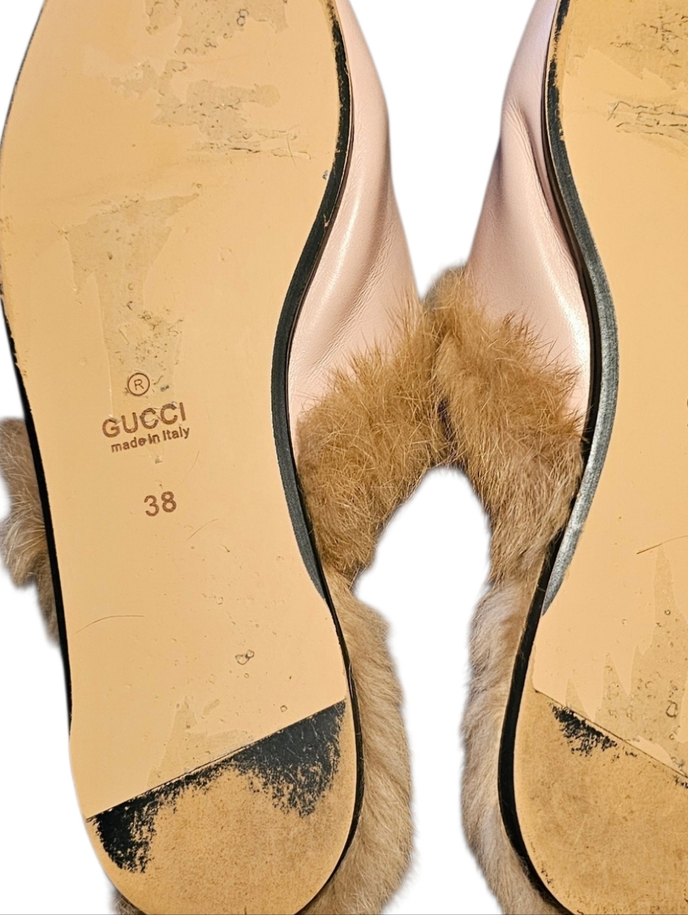 Brand Unkown Pink Fur-Trim Horsebit Mules - Picture 7 of 8